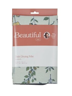 Beautiful Kitchen Botanical Dish Drying Mat with Bottom Grip and Highly Absorben